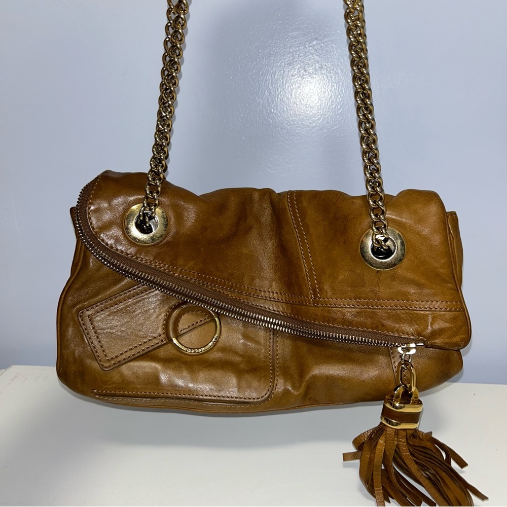 Derek Lam Leather Chain Purse Brown